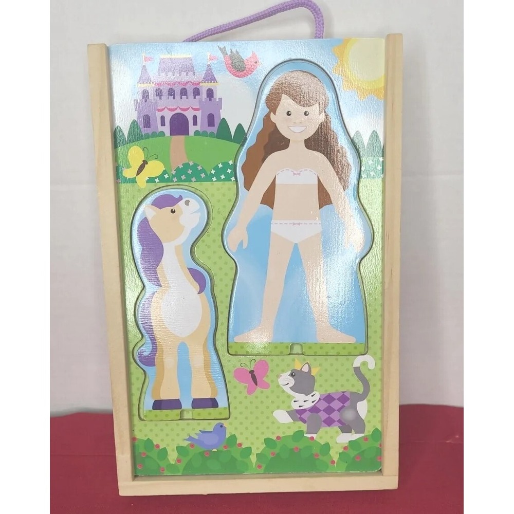 Melissa & Doug Magnetic Dress‎ Up Princess 41 pieces Wooden Box Included
